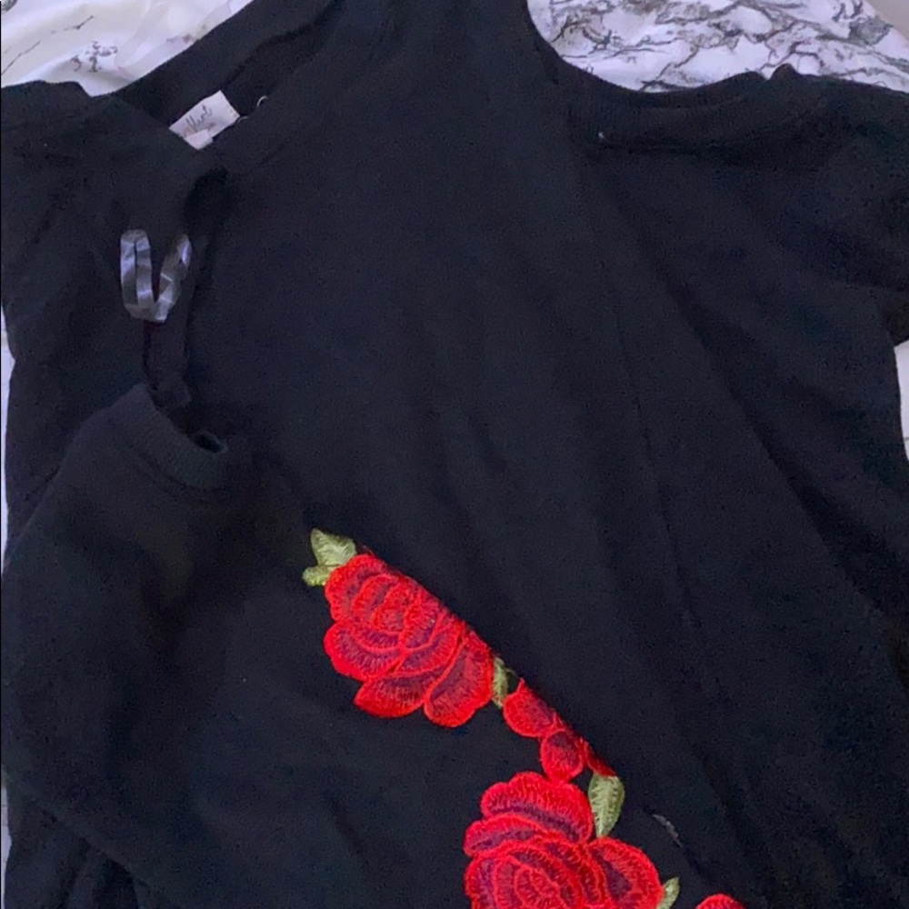 Black cold shoulder sweater/long sleeve